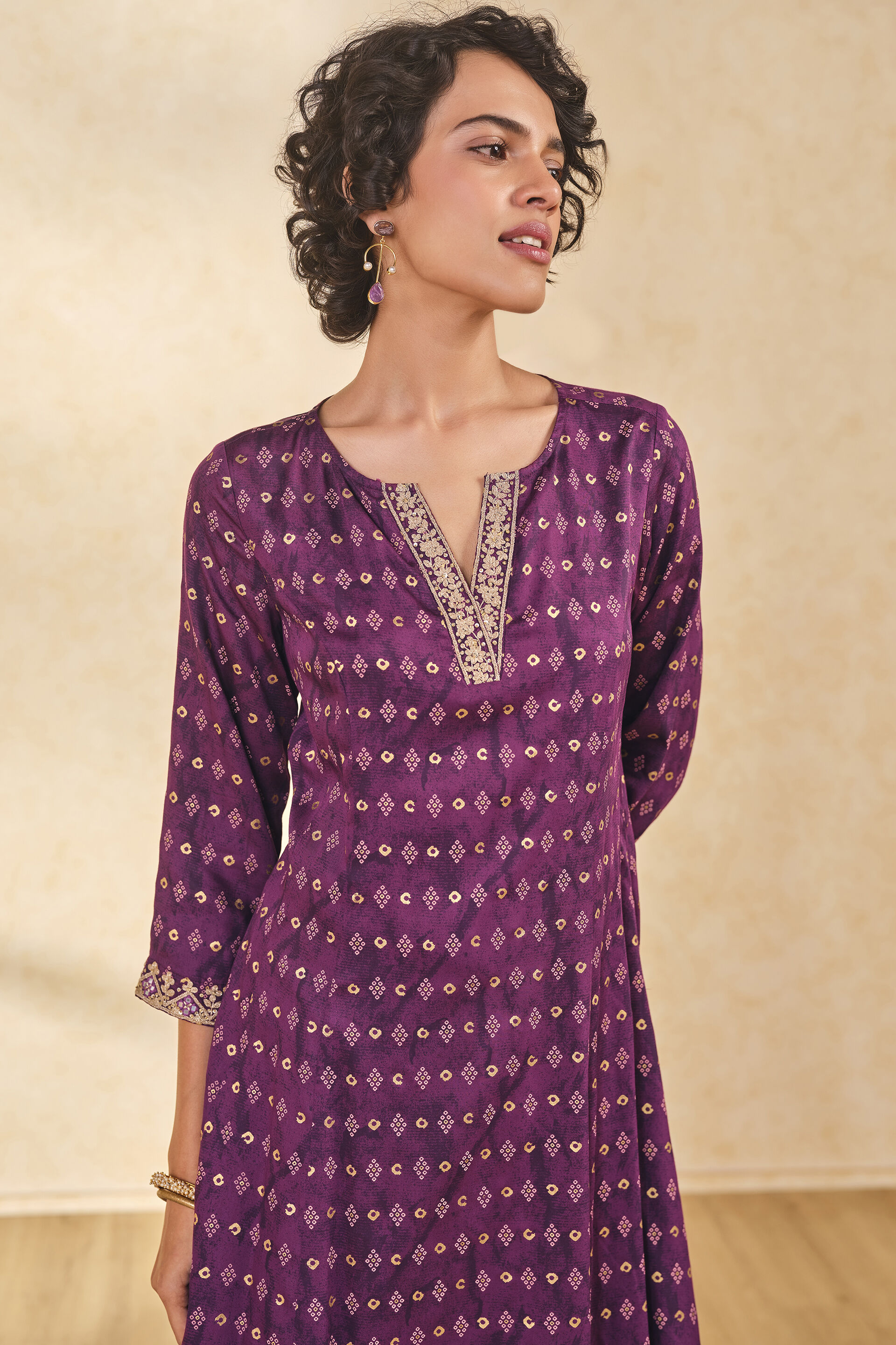 Radiant Purple Satin Kurta, Purple, image 7